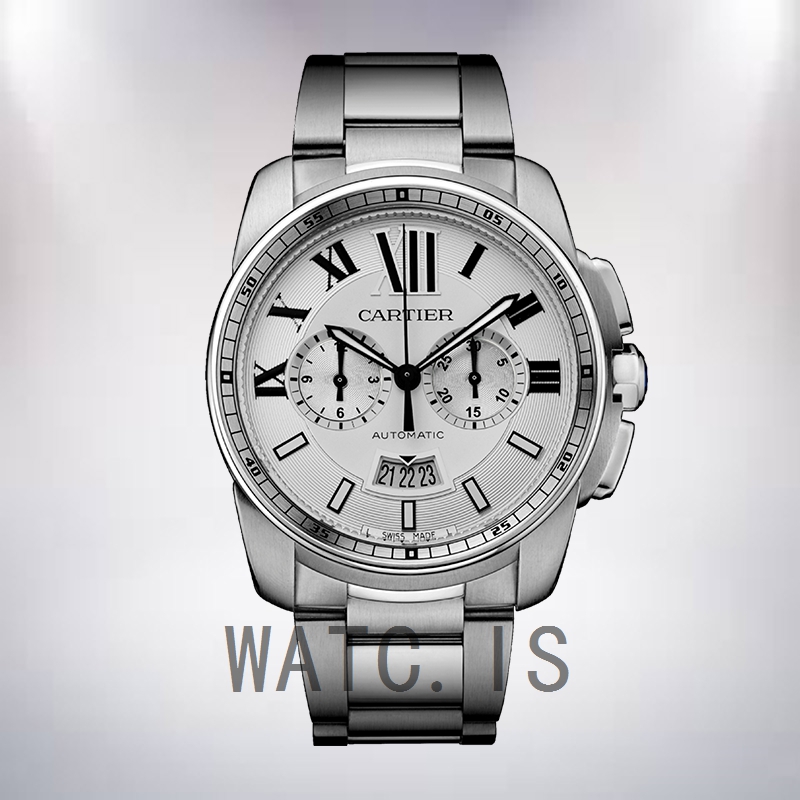 Cartier Calibre 42mm Men's W7100045 Silver White Dial Silver-tone