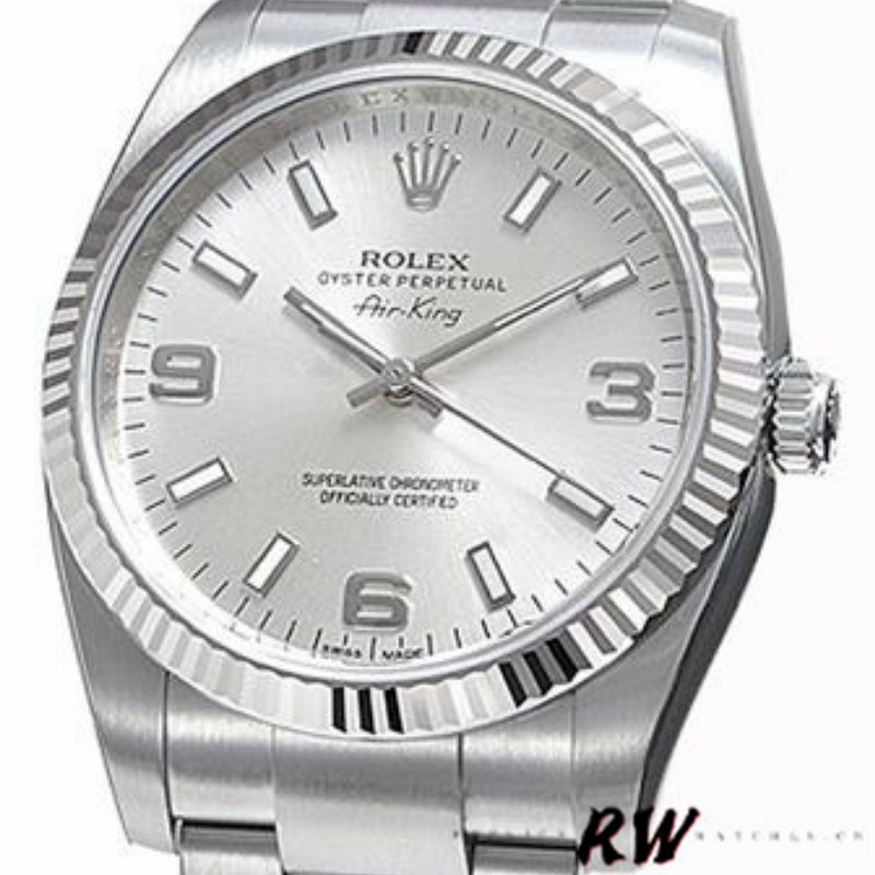 Rolex Oyster Perpetual Air-King 114234 Silver Dial 34mm Unisex Replica Watch